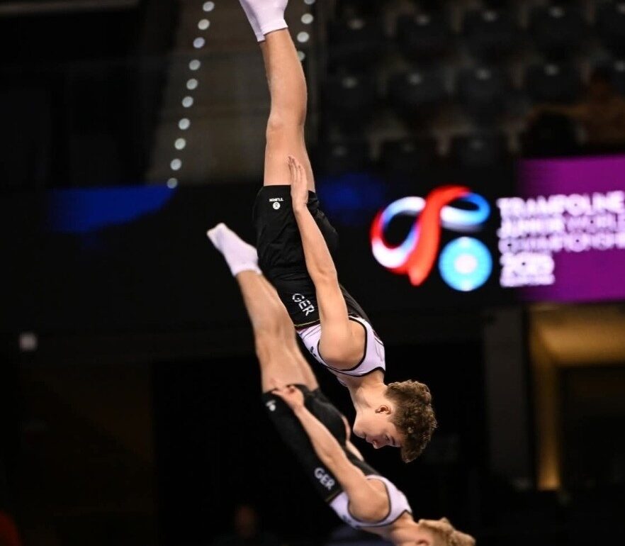 Michael und Tobias Leitner bei der Trampolin Jugend-WM in Pamplona, Spanien